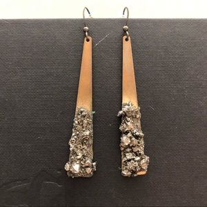 Gold Druzy Dangling Earrings
